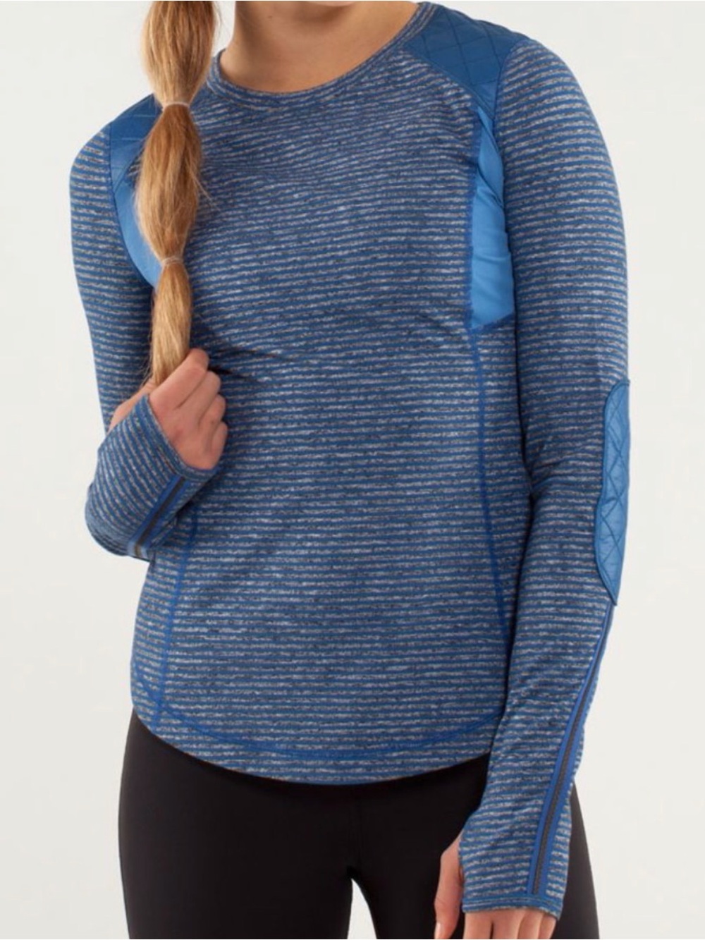 Lululemon Run: Ice Queen Long Sleeve Blue+Grey size M (6-8)